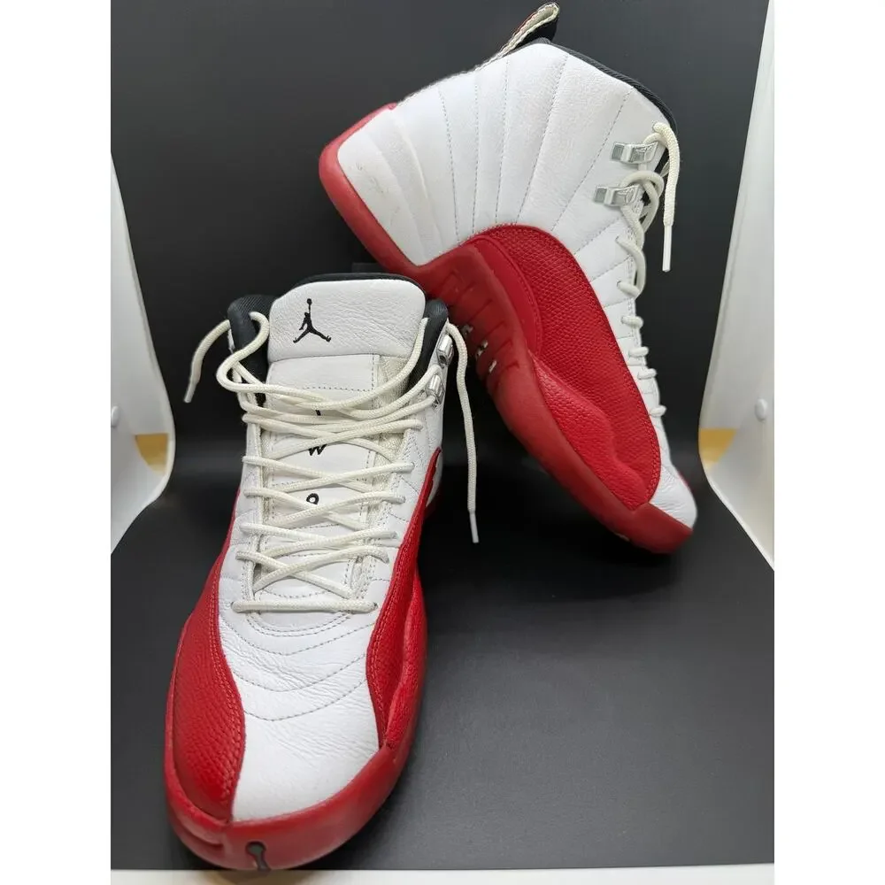 Air Jordan 12 Men's Retro White/Red-Black Sneakers Size 10 CT8013-116